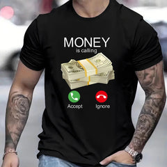 Summer Casual Short Sleeved T-shirts Money Is Summoning Printed T-shirts Men's T-shirts