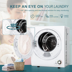 Portable Clothes Dryer 1.6 Cu. ft. Front Load Stainless Steel Electric Dryers Machine for Apartment,RVs,Dorms