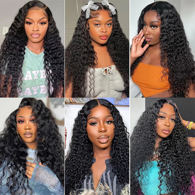 13x6  Water Wave Curly Lace Frontal Human Hair Wig 30 40 Inch Pre Plucked Deep Wave Lace Front Wigs Brazilian Water Wave Wigs