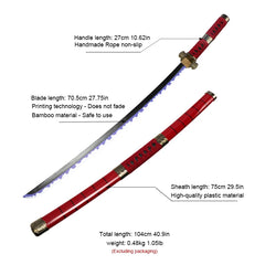 3-pcs Set Roronoa Zoro Swords 104cm Handmade Katana Japanese Anime Cosplay Sword Shusui Enma Kitetsu Free sword holder and belt