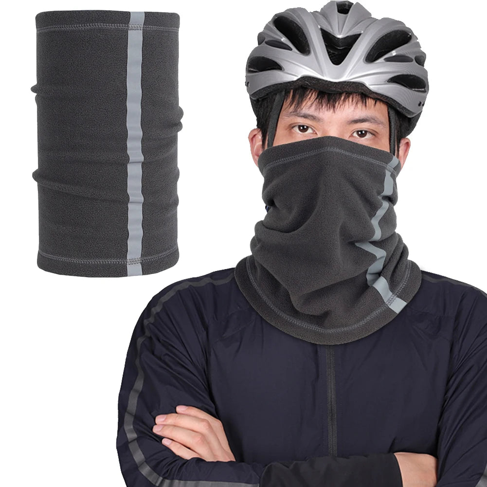 Outdoor Winter Warm Fleece Neck Scarves with Reflective Strip Multifunctional Sports Skiing Cycling Warmer Neck Cover Mask