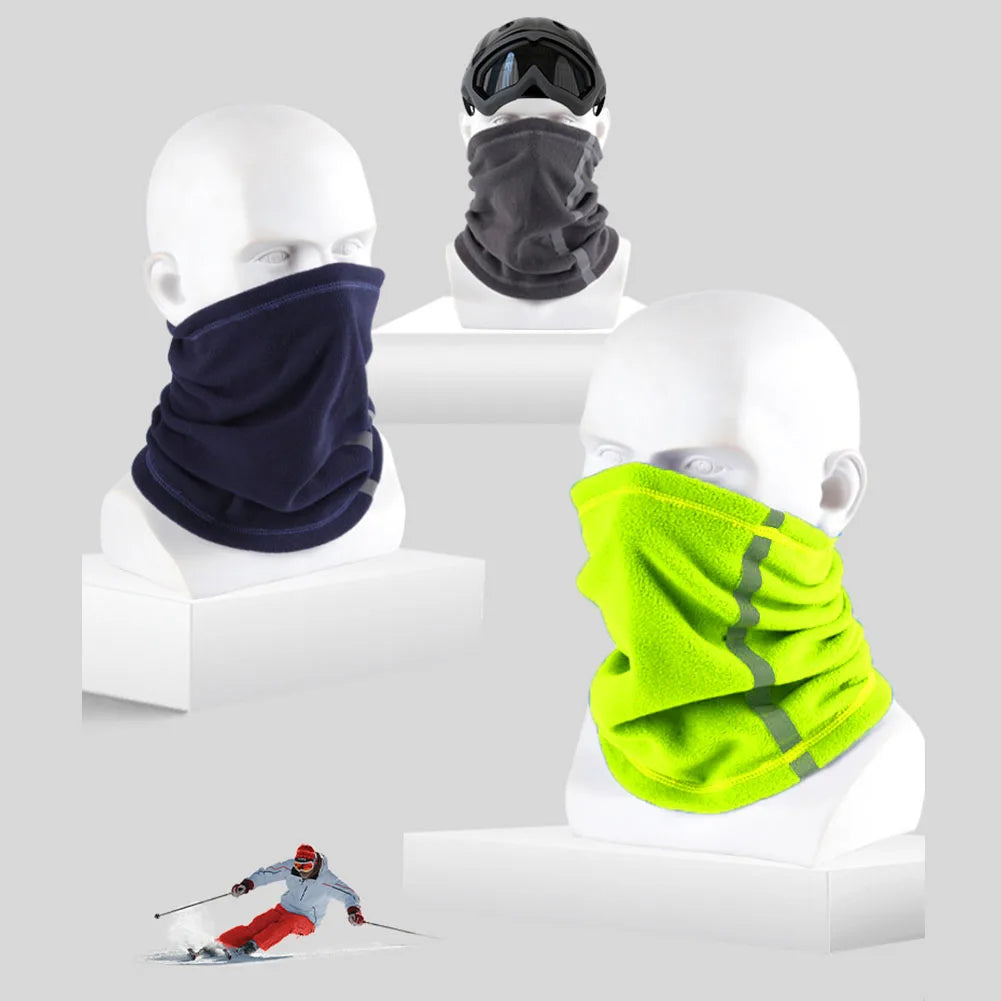 Outdoor Winter Warm Fleece Neck Scarves with Reflective Strip Multifunctional Sports Skiing Cycling Warmer Neck Cover Mask