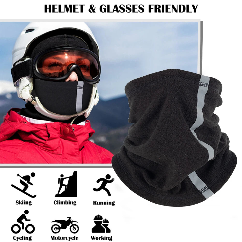 Outdoor Winter Warm Fleece Neck Scarves with Reflective Strip Multifunctional Sports Skiing Cycling Warmer Neck Cover Mask