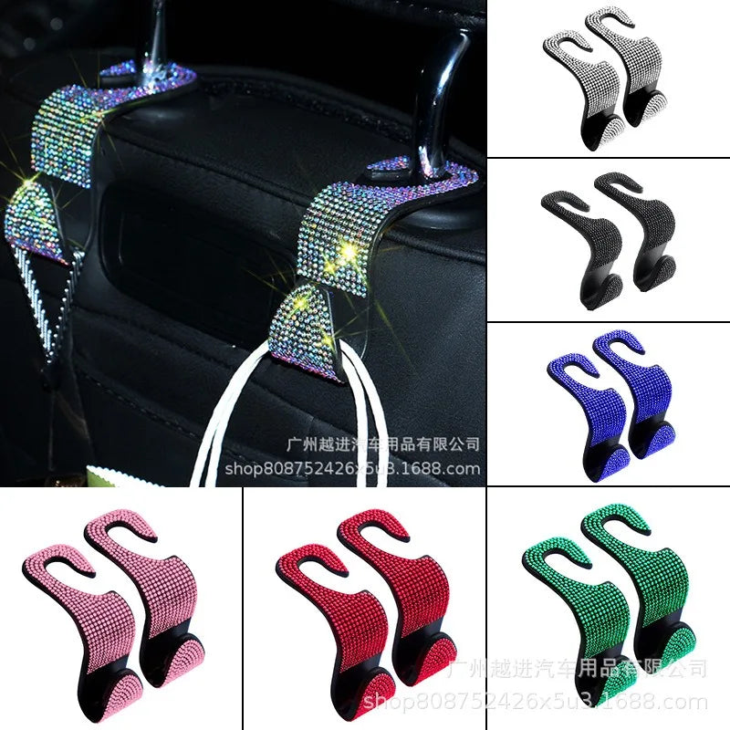 Bling Vehicle Seat Headrest Hook Front Seat, Car Hook Bling Automotive Hangers for Purse, Bag, Handbag, Grocery, Car Accessories