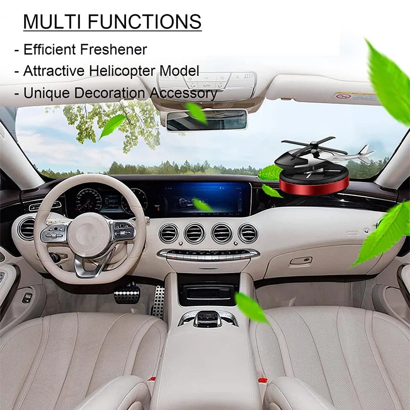 Car Fragrance Dashboard Decoration Car Perfume Portable Long Lasting Solar Panel Helicopter Model Automotive Fragrance