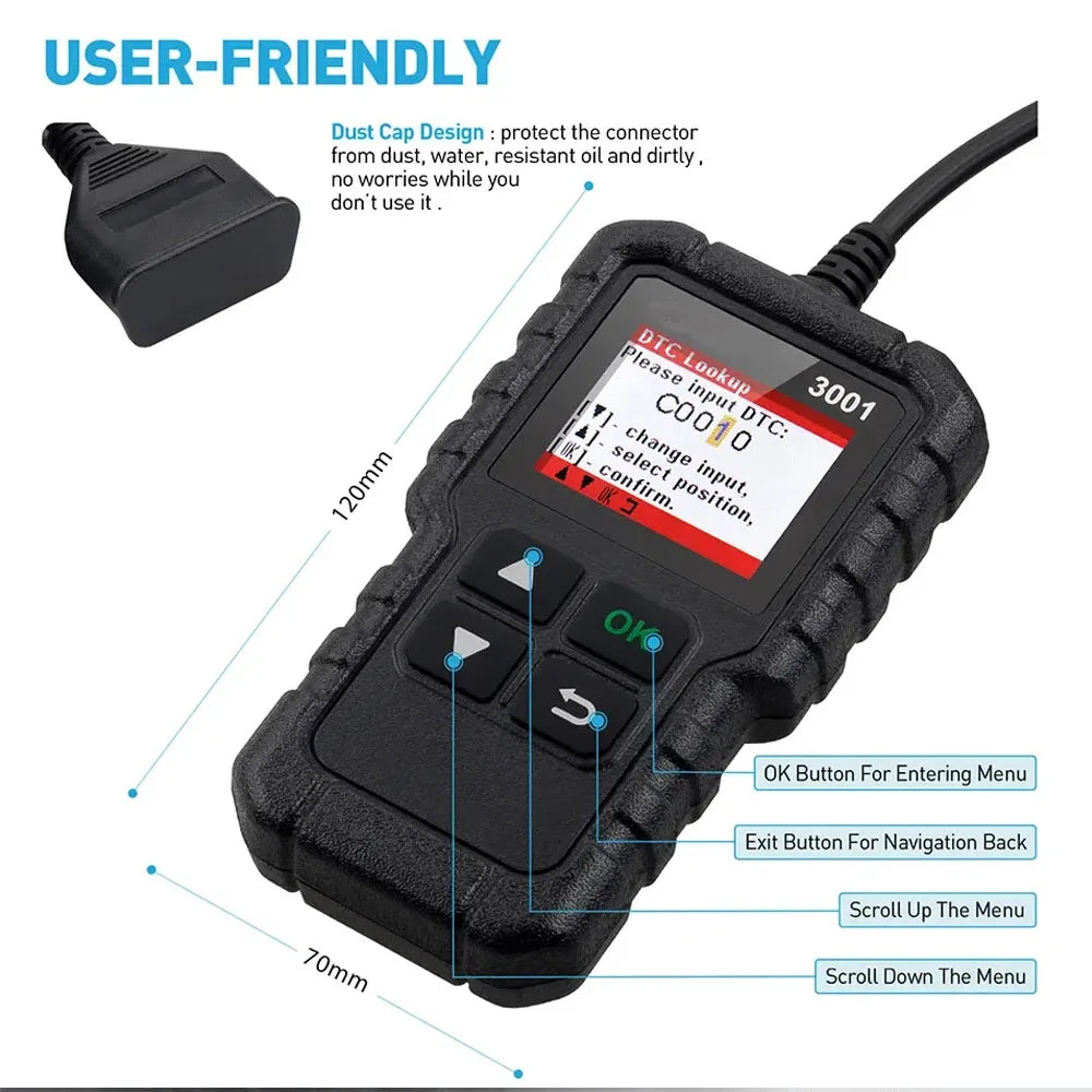 Car Diagnostic Tools X431 CR3001 Car Full OBD2 Automotive Multilingual Code Reader Scanner Check Engine Free Update