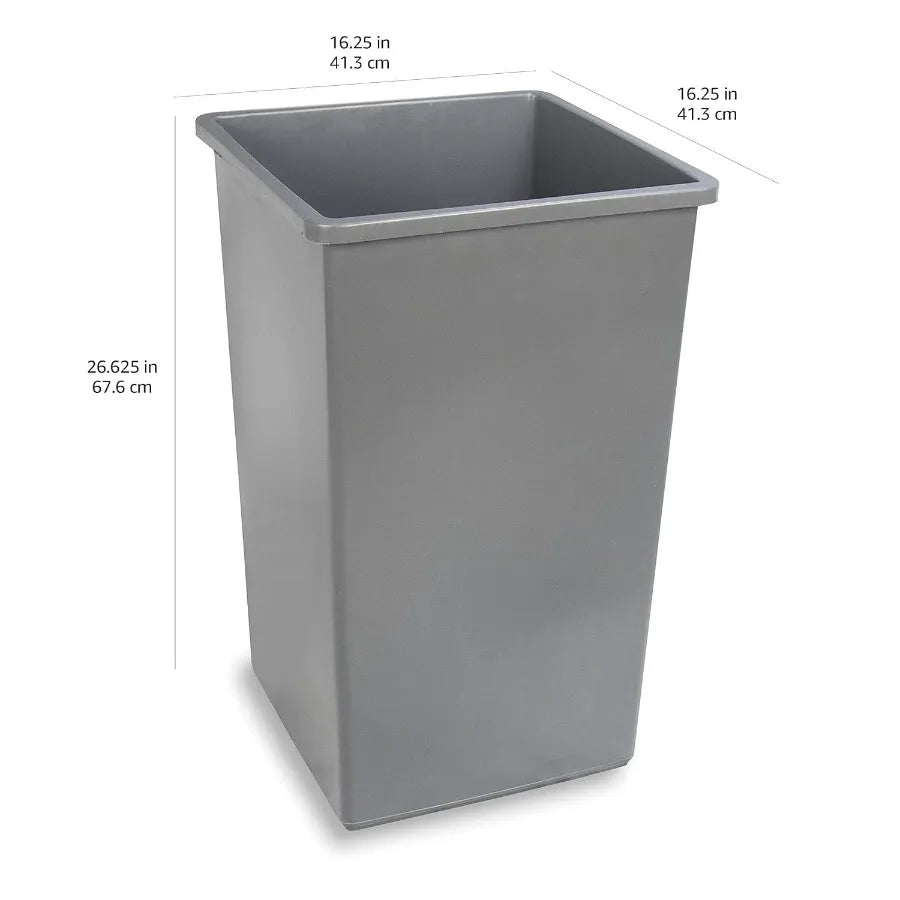 Square Waste Container 25 gallons Pack of 2 Grey (Previously AmazonCommercial brand)