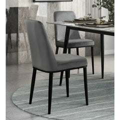 Contemporary Sleek Design 5pc Dining Table Gray Velvet Chairs Sintered Stone Top Metal Legs Dining Furniture