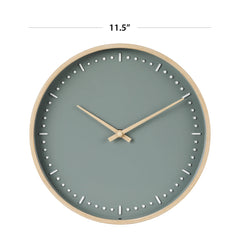 11.5" Round Indoor Green Analog Wall Clock Modern Designed Analog Wall Clock Matte Green Dial Easy To Hang