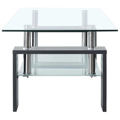 Gray Transparent Coffee Table 37.4x21.7x15.7 Tempered Glass Living Room Furniture