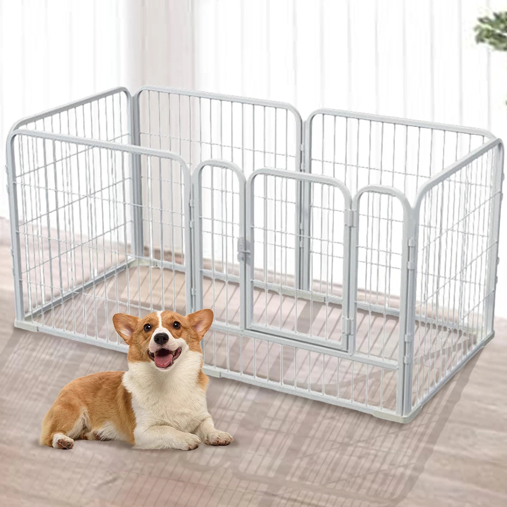 6 Panels Foldable Pet Playpen with Door Heavy Duty Dog Puppy Playpen Exercise Puppy Kennel Cage for Dog Cat Rabbit Pet Exercise