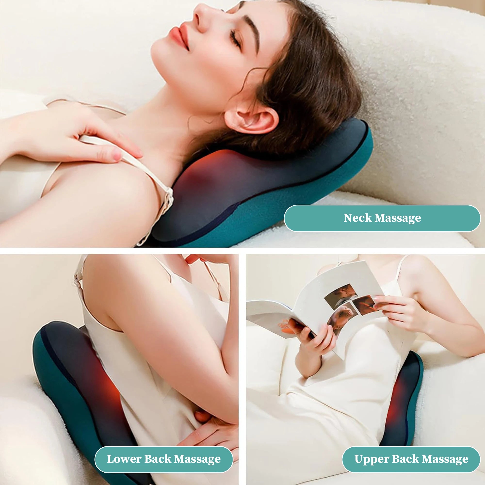 Back Massage Pillow with Heat Cordless Neck Massagers for Relax Deep Tissue Shiatsu Massagers for Full Body Gifts for Women Men