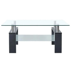 Gray Transparent Coffee Table 37.4x21.7x15.7 Tempered Glass Living Room Furniture