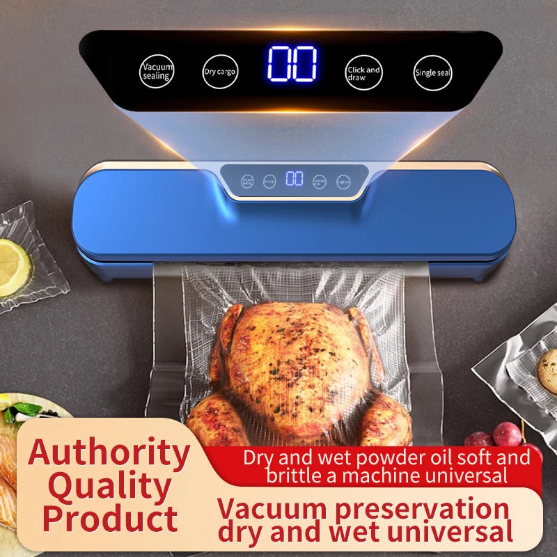 New LCD touch screen household food automatic vacuum sealing machine, with high suction force and simple operation