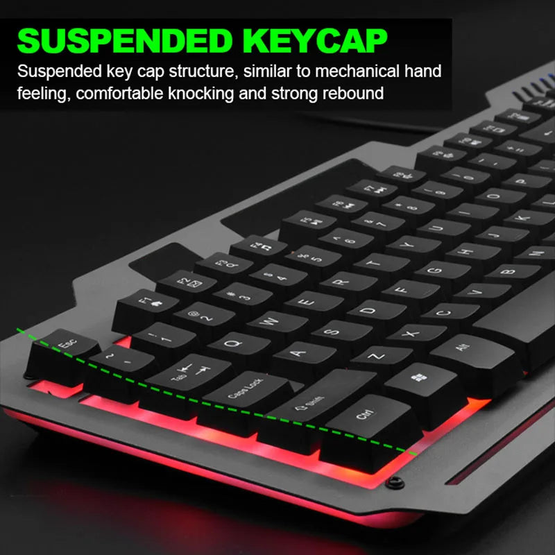 T25 Wired Keyboard Mouse Set LED Luminous E-sports Desktop Computer Laptop Office Imitation Mechanical Tactile Game Keyboards