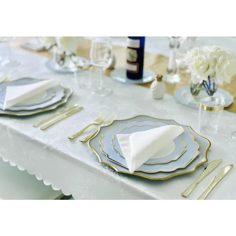 " OCCASIONS " 50 Plates Pack 25 Guests -Heavyweight Wedding Party Disposable Plastic Plate Set -(25x10.5'' Dinner + 25x8'' Sala