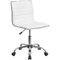 Flash Furniture Alan Low-Back Ribbed Upholstered Vinyl Swivel Desk Chair with Padded Seat Modern Adjustable Height Padded Offic