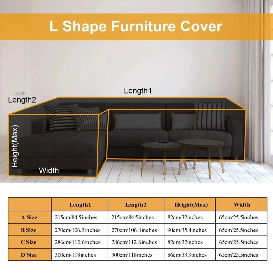 L Shape Sofa Covers Water Resistant Dustproof Furniture Cover Sectional Sofa Protector Patio Garden Table Chair Cover