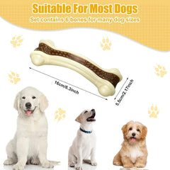 6 Pcs Dog Meal Toys Nylon Beef Flavor Bones Tough Teething Toys Chew Bones for Large Medium Small Breed Puppies Pets Large