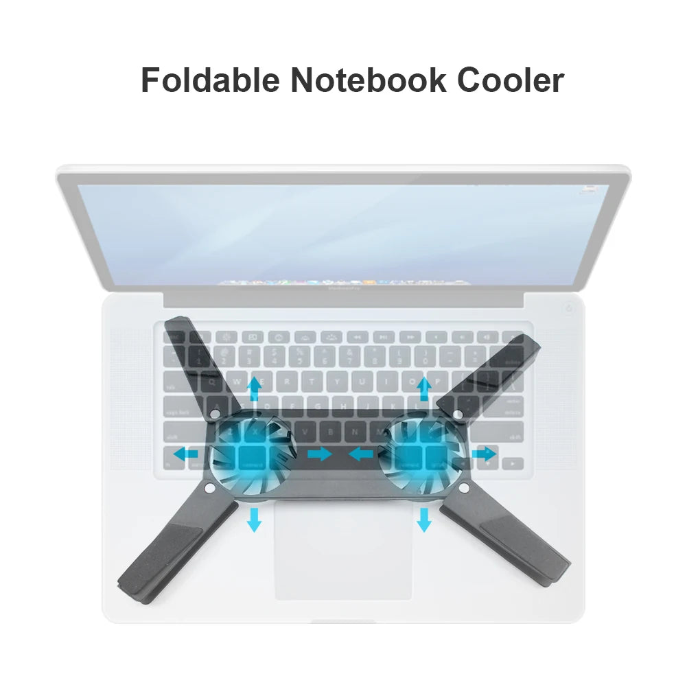 USB Powered Laptop Cooling Pad with Double 60mm Fans Foldable Cooler Pad Notebook Cooling Pad for Laptop PC Computer