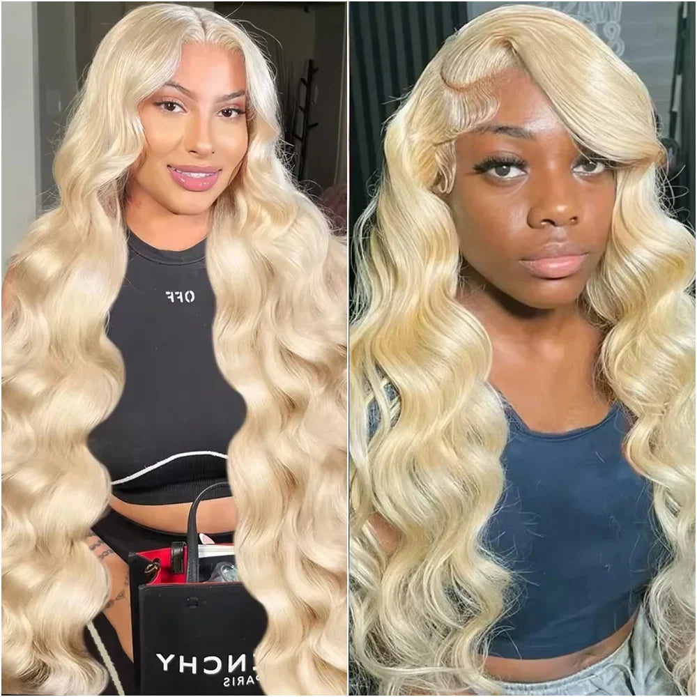 36 Inch HD Transparent Blonde Body Wave 13x6 Lace Front Human Hair Wigs Honey Colored Lace Frontal PrePlucked #613 Closure Wig