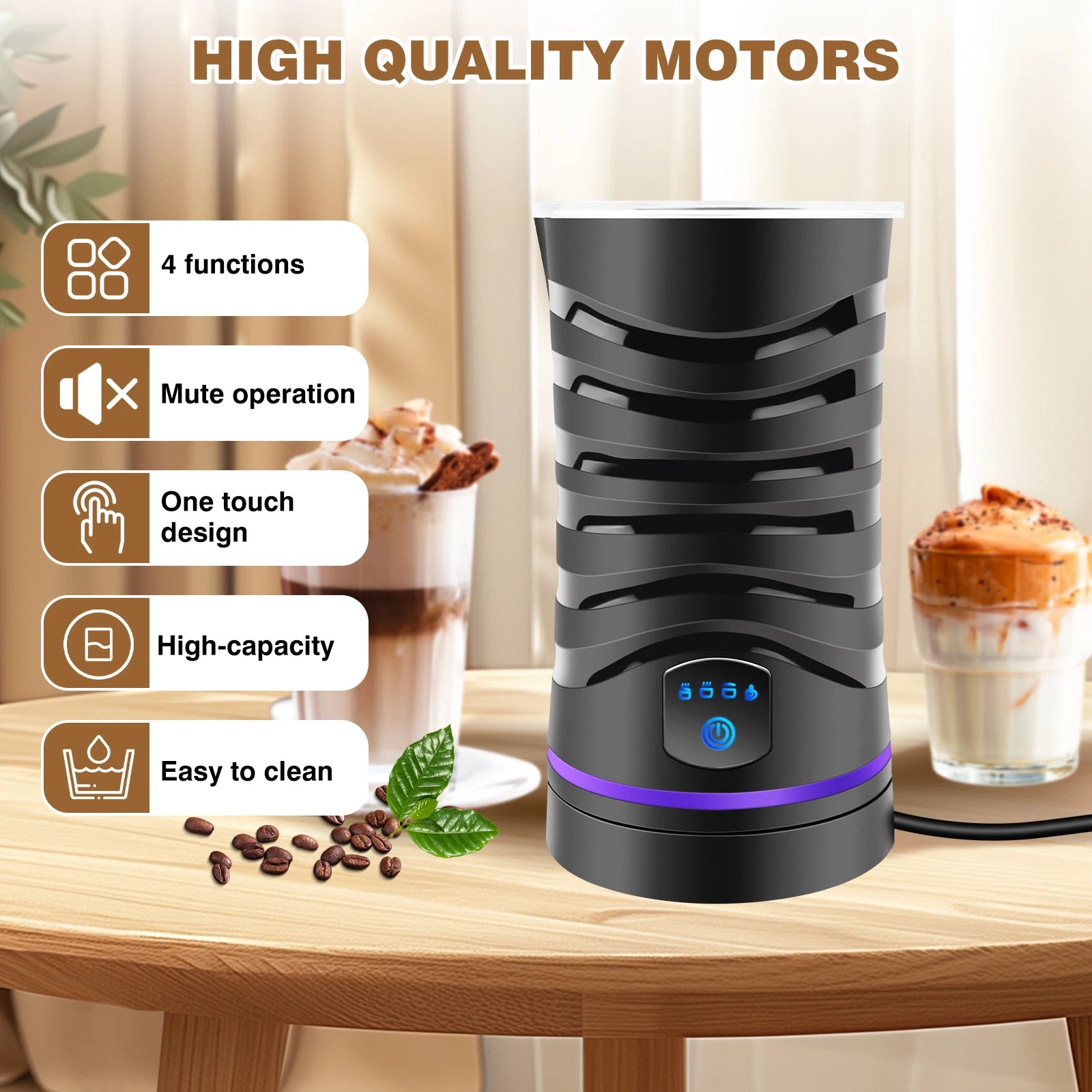 4 in 1 Electric Milk Frother Milk Foam Machine For Coffee Cappuccino Latte Hot and Cold Foam Maker Automatic Milk Frother Foamer