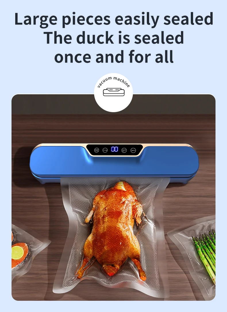 New LCD touch screen household food automatic vacuum sealing machine, with high suction force and simple operation