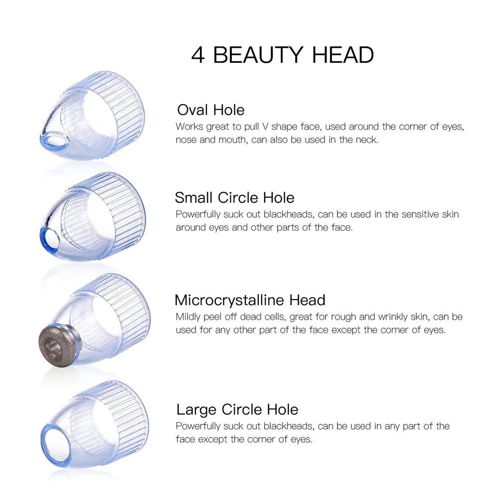 Eletric Skin Cleanser Water Oxygen Vacuum Facial Pore Skin Care Blackheads Remove 4 heads Deep Cleaning Tools