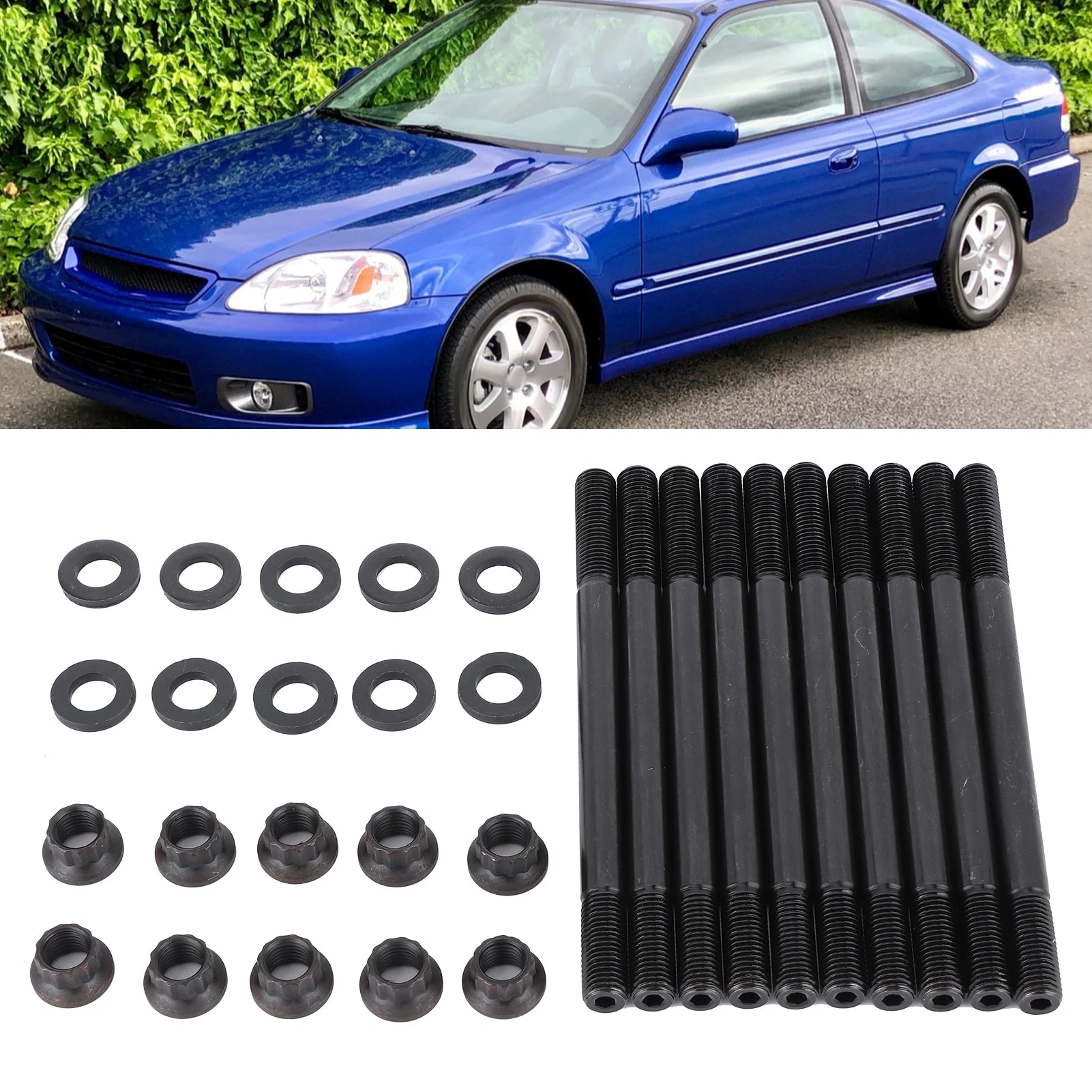 Cylinder Head Stud Kit Bolts Nuts ARP 208-4305 for Honda Civic 1996-2000 D16Y7 D16Y8