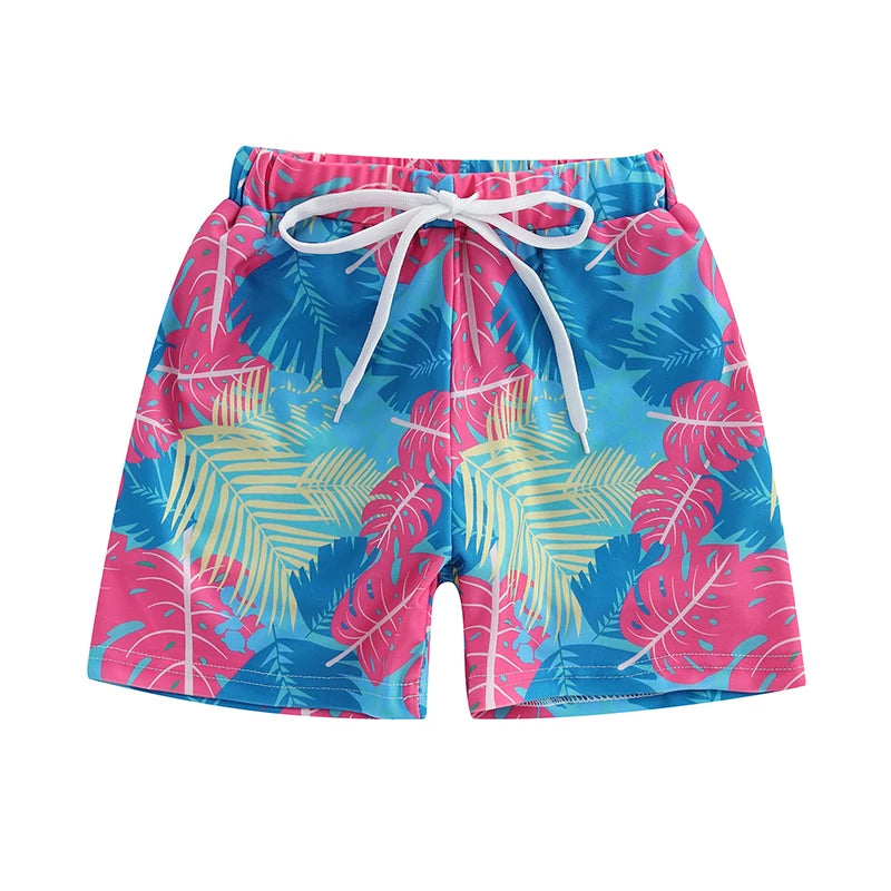 Children s Swim Trunks with Fun Pineapple Print Elastic Waistband and Drawstring Closure - Beach Shorts for Boys