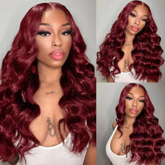 Body Wave 13x6 Transparent Lace Front Human Hair Wig 99J Burgundy 13x4 hd Lace Frontal Wigs For Women Colored 30 inch Wigs