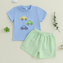 Toddler Boys Casual Outfits Dinosaur Print Short Sleeve T-Shirt and Drawstring Shorts Set for 2 Piece Summer Clothes Set