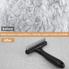 Carpet Rake Carpet Groomer Rake Shag Rug Rake Hair Cleaner Handle Pet Hair Cleaning Brush For Rug and Carpet Undercoat Rake Comb