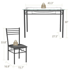 5 PC Dining Set Glass Top Table and 4 Chairs Kitchen Room Furniture