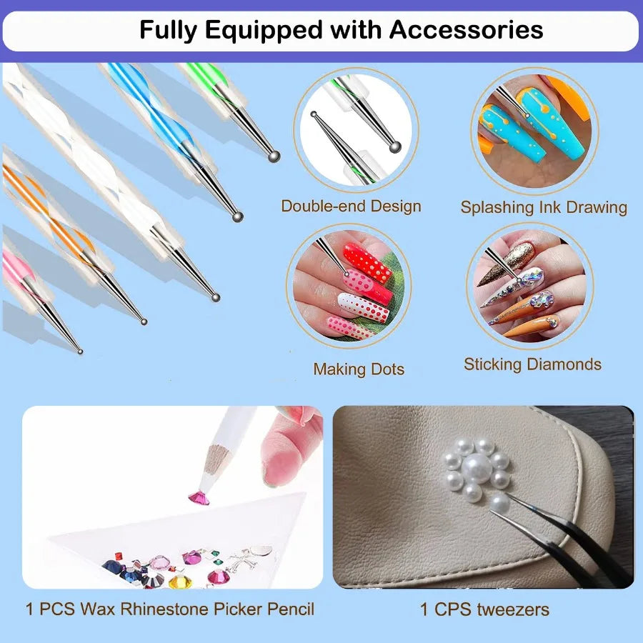 B7000 Adhesive Rhinestones Glue for Crafts 2PCS 110ml 3.7 fl oz B7000 Clear Glue with 5 Dotting Pen Tool Wax Pencil and Tweezer