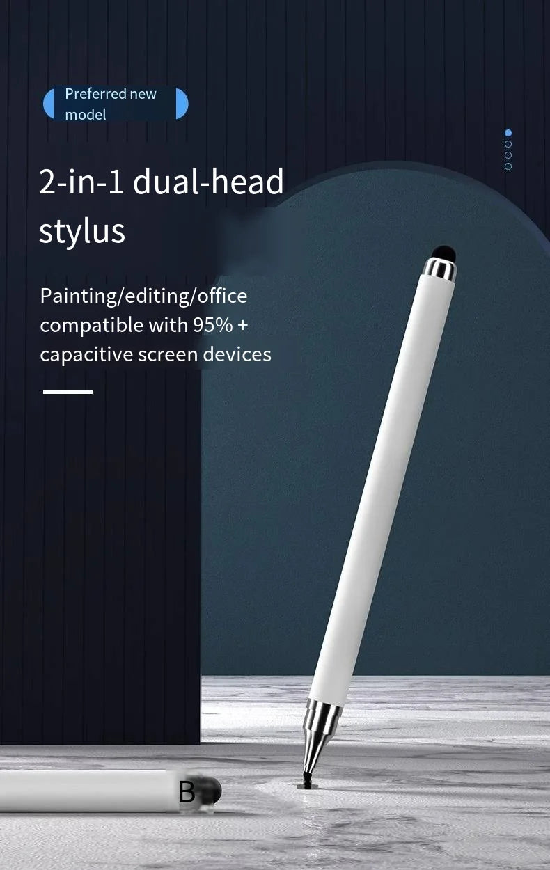 Double Head Capacitor Pen Disc Silicone Head Dual-purpose Stylus Video Clip Drawing Office Retouching Mobile Phone Tablet Pen