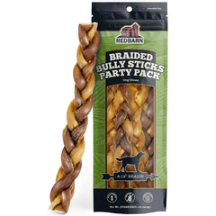 All Natural 8-12" Braided Bully Sticks for Medium Large Dogs Healthy Long Lasting Beef Chews Variety Party Pack Single Ingredie