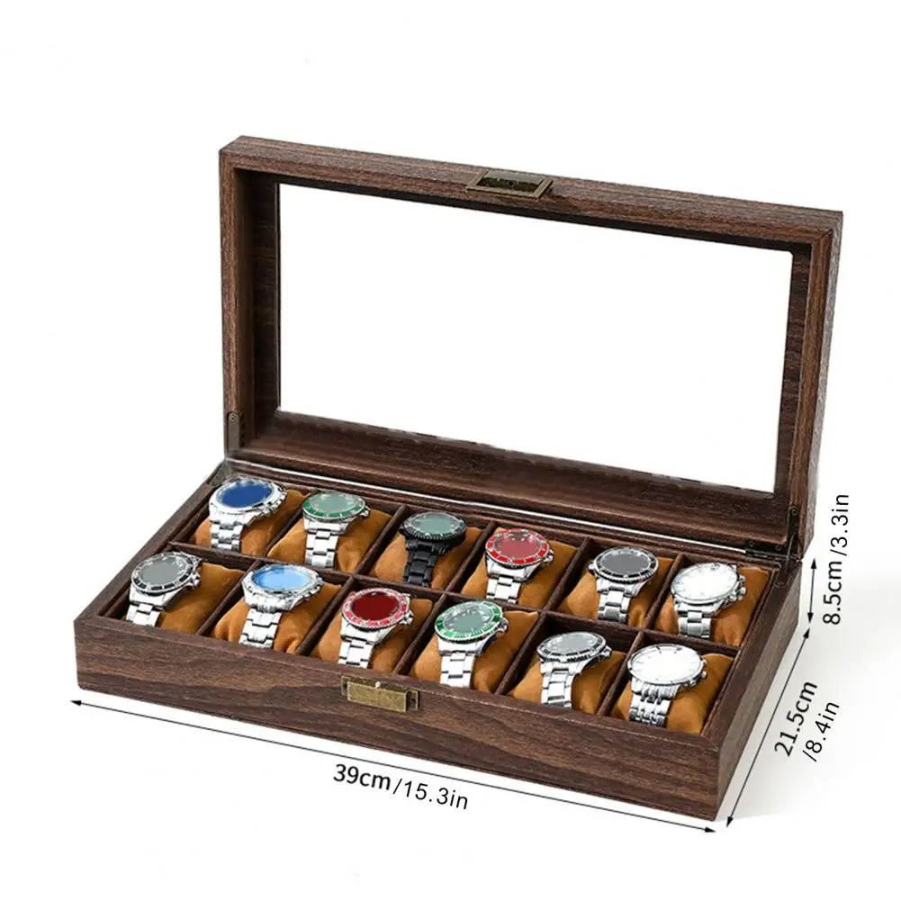 Watch Organizer Elegant Watch Storage Box with Window Display Removable Pillows Dust-proof Design Capacity Organizer for Watches