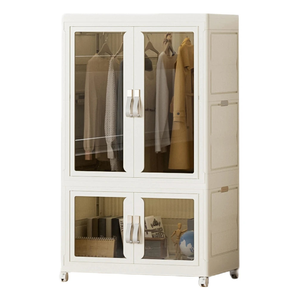 New Storage Cabinet Home Furniture Modern Simple Wardrobes for Bedroom Multi-Function Portable Closet Organizer with Clear Door