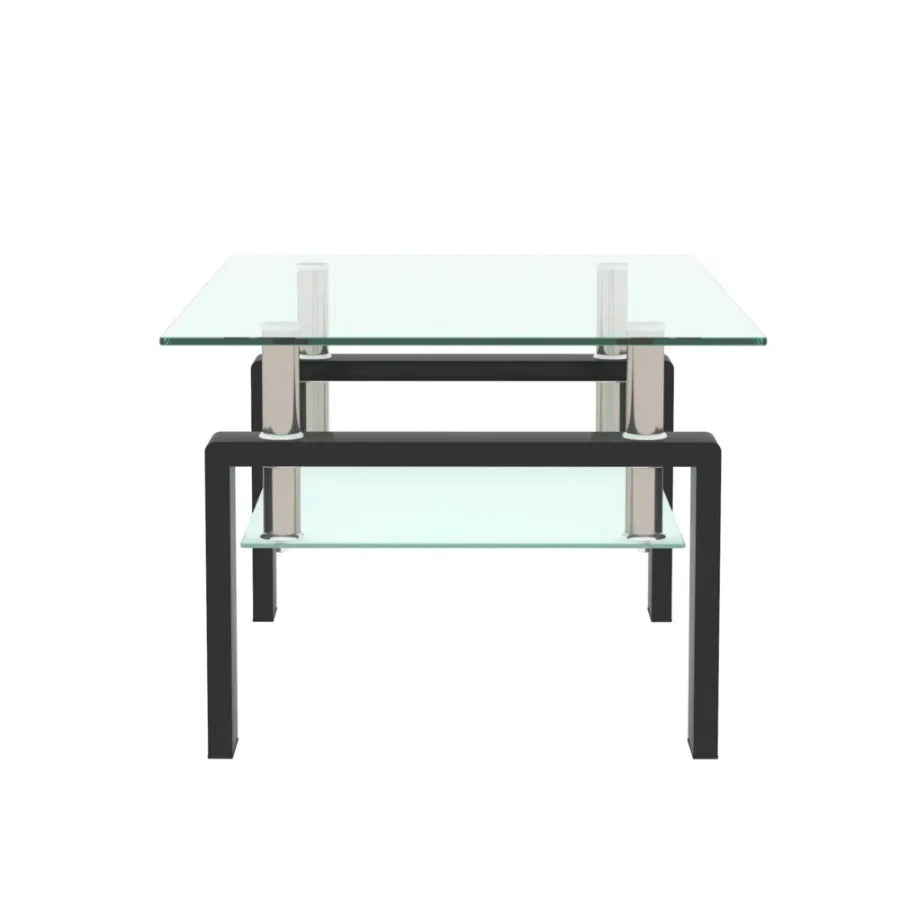 Rectangle Black Glass Coffee Table Clear Coffee Table Modern Side Center Tables for Living Room Furniture