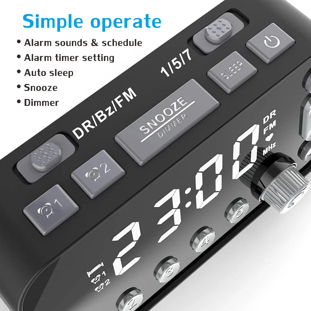 Digital Desktop Radio Alarm Clock Dual USB Charging Port LED Display DAB FM Broadcasting Radio with Antenna European