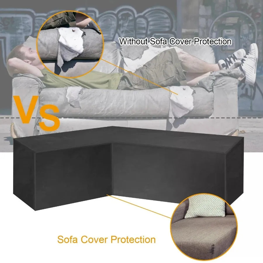 L Shape Sofa Covers Water Resistant Dustproof Furniture Cover Sectional Sofa Protector Patio Garden Table Chair Cover