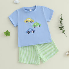 Toddler Boys Casual Outfits Dinosaur Print Short Sleeve T-Shirt and Drawstring Shorts Set for 2 Piece Summer Clothes Set