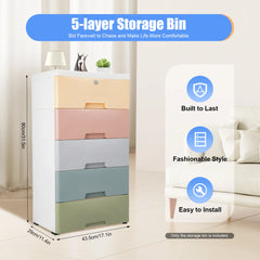 Dresser Storage Cabinet 5 Drawer Stackable Vertical Clothes Storage Tall Small Closet Plastic Drawers Home Furniture