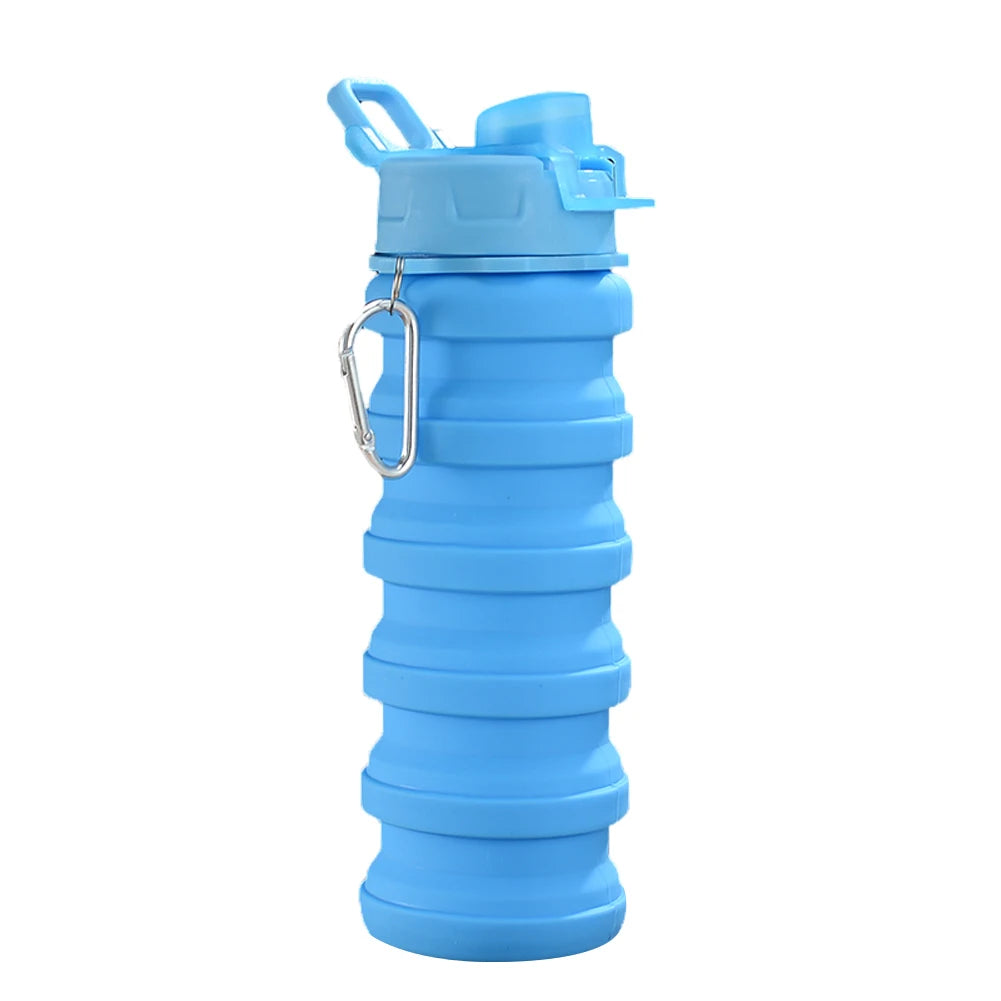 Camouflage Pattern Portable Silicone Water Bottle with Leakproof Lid for Outdoor Sports and Travel Collapsible Foldable Kettle