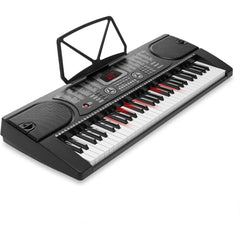 61-Key Electronic Keyboard Portable Digital Music Piano with Lighted Keys, H-Stand, Stool, Headphones, Microphone, Piano Set