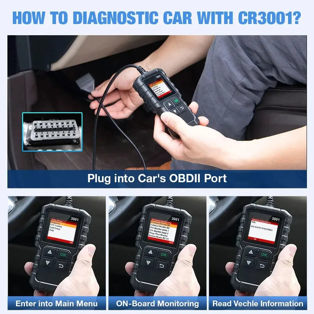 Car Diagnostic Tools X431 CR3001 Car Full OBD2 Automotive Multilingual Code Reader Scanner Check Engine Free Update