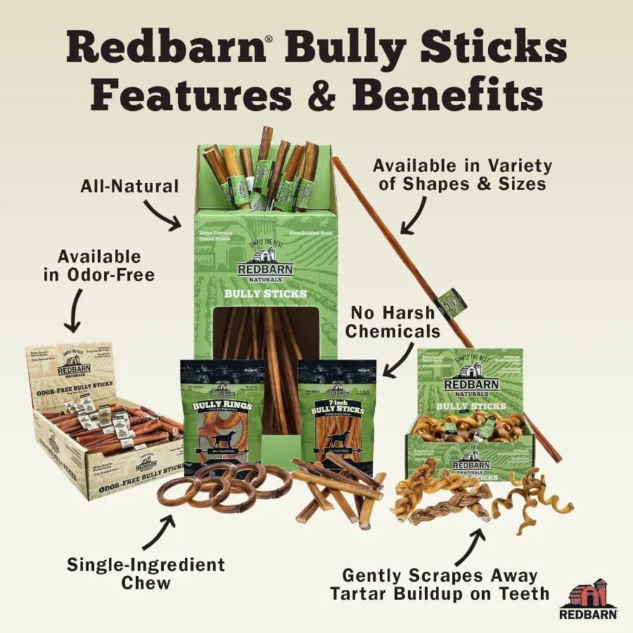 All Natural 8-12" Braided Bully Sticks for Medium Large Dogs Healthy Long Lasting Beef Chews Variety Party Pack Single Ingredie