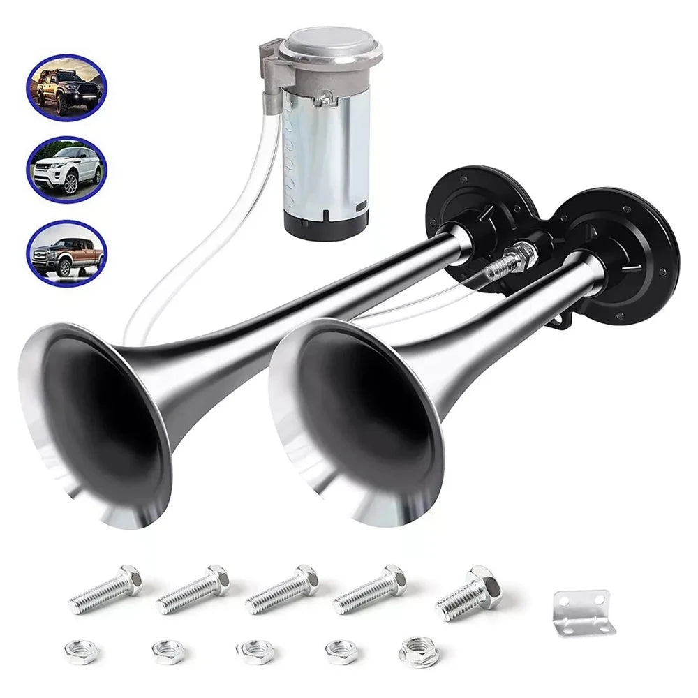 150dB Dual Trumpet Air Horn Loud Electric Horn 12 V with Compressor for Car Truck Marine Boat