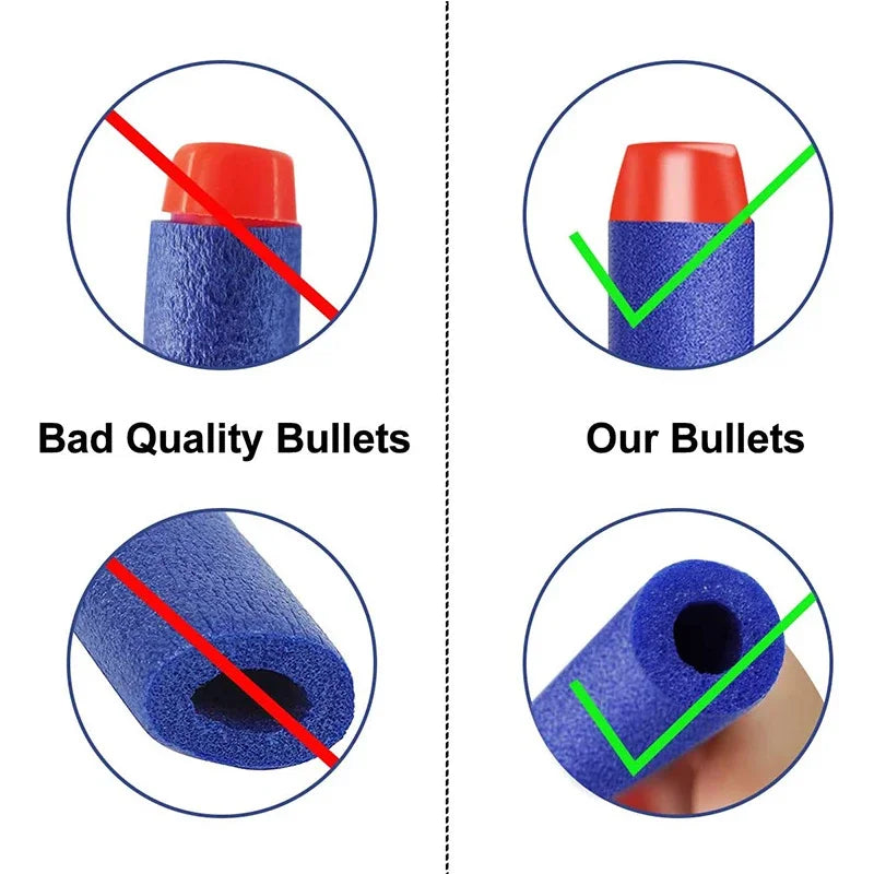 100pcs Blue Solid Round Head Bullets 7.2cm for Nerf Series Blasters Refill Darts Kids Toy Gun Accessories